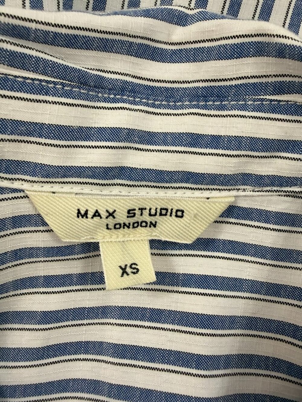 Max Studio Blue White Striped Button Front Shirt XS - Picture 6 of 9